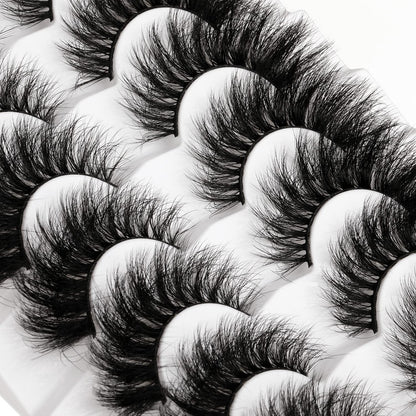 New 7 Pairs D Curl Volume Russian Volume Natural Fluffy Faux Eyelashes, Classic Cat Eye Mink False Eyelashes, Cross Wispy Dramatic Volume 5D Faux Eyelashes, Soft & Natural-Looking Eyelash Extension Makeup For A Natural Look