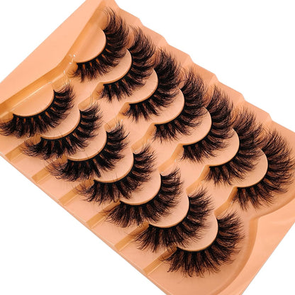 Hot 7 Pairs Of Cat Eye 3d Mink Fur False Eyelashes, Soft, Fine, Natural & Reusable Lashes For Thick & Lengthening Strip Lashes,Lashes,Eyelashes,Fake Lashes