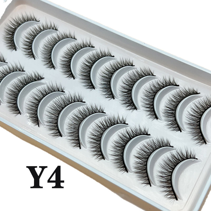 10 Pairs Cat Eye Effect False Eyelashes, Fluffy & Soft Black Lash Strands, Delicate & Natural, Dense Faux Mink, Full Strip Fake Lashes