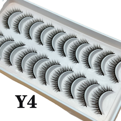 10 Pairs Cat Eye Effect False Eyelashes, Fluffy & Soft Black Lash Strands, Delicate & Natural, Dense Faux Mink, Full Strip Fake Lashes