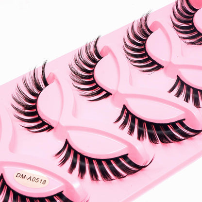 5 Pairs Doll-Like Natural False Eyelashes - Transparent Lash Band Cartoon Style False Lashes, Fairy-Like Design, Perfect For Cosplay - Reusable, Natural Look, Strip Eyelashes, Eyelashes, False Eyelashes