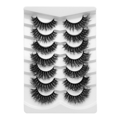 New 7 Pairs D Curl Volume Russian Volume Natural Fluffy Faux Eyelashes, Classic Cat Eye Mink False Eyelashes, Cross Wispy Dramatic Volume 5D Faux Eyelashes, Soft & Natural-Looking Eyelash Extension Makeup For A Natural Look