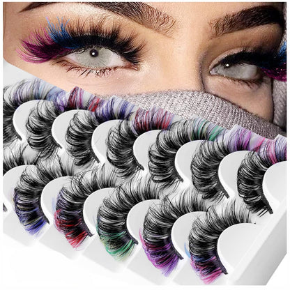 7pcs/Set Short 3D Mink Eyelashes, Russian DD Curl, Handmade, Natural Fluffy & Thick, Full Strip Eyelashes, Wholesale Makeup