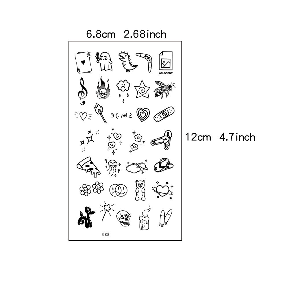 10pcs Black Butterfly Flower & Word Design Finger, Wrist, Small Body Part Temporary Tattoo Stickers