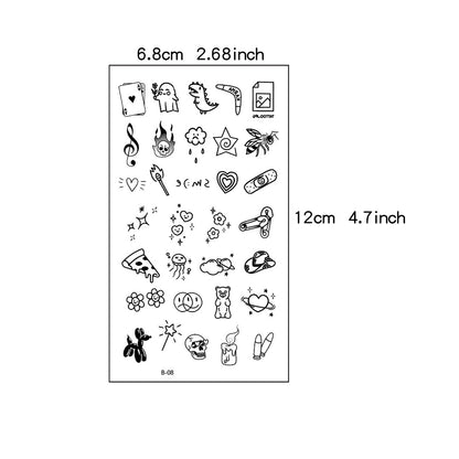 10pcs Black Butterfly Flower & Word Design Finger, Wrist, Small Body Part Temporary Tattoo Stickers