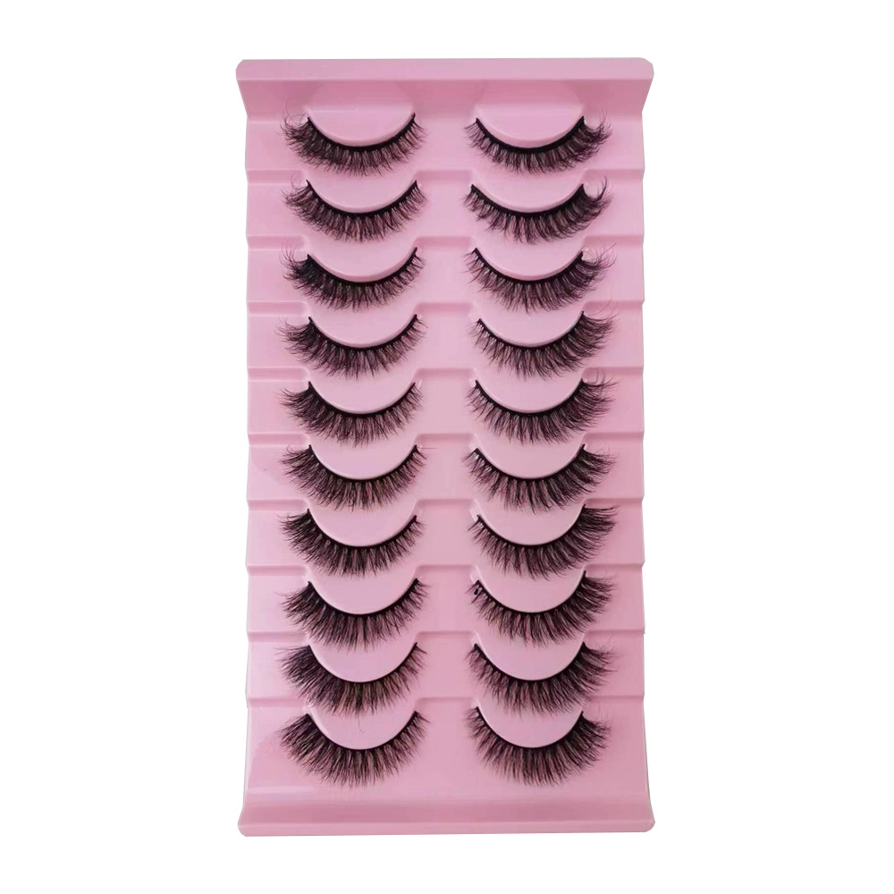10pairs Cat Eye Style Natural Crossed & Extended Black False Eyelashes, Suitable For Daily And Dating Makeup Strip Lashes, Lashes, Eyelashes, Fake Lashes