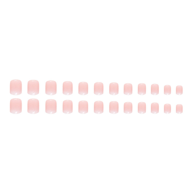 24pcs Short Coffin Shaped Elegant Minimalist Gradient Blush Jelly Nail Art Set Press On Nails For Women And Girls Nail Supplies