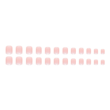 24pcs Short Coffin Shaped Elegant Minimalist Gradient Blush Jelly Nail Art Set Press On Nails For Women And Girls Nail Supplies