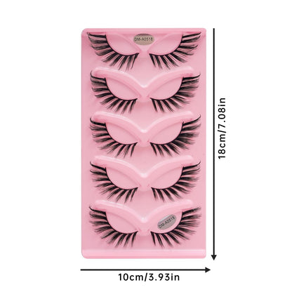 5 Pairs Doll-Like Natural False Eyelashes - Transparent Lash Band Cartoon Style False Lashes, Fairy-Like Design, Perfect For Cosplay - Reusable, Natural Look, Strip Eyelashes, Eyelashes, False Eyelashes
