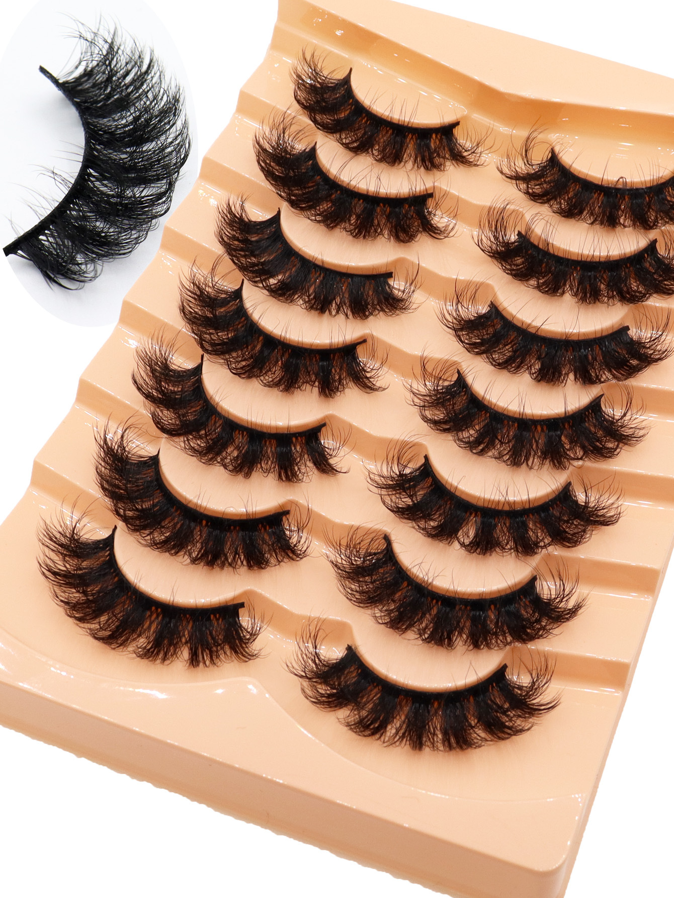 Hot 7 Pairs Of Cat Eye 3d Mink Fur False Eyelashes, Soft, Fine, Natural & Reusable Lashes For Thick & Lengthening Strip Lashes,Lashes,Eyelashes,Fake Lashes