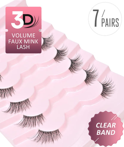 5 Pairs Natural Long Cat Eye Lashes Soft Wispy Volume Full Strip Faux Mink Lashes 3D Fluffy Cat Eye Lashes Strip Lashes,Lashes,Eyelashes,Fake Lashes