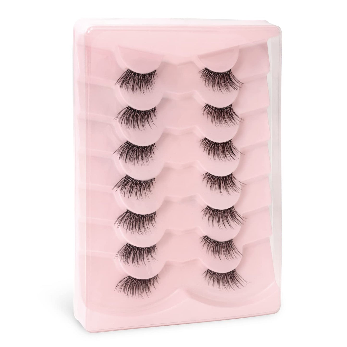 5 Pairs Natural Long Cat Eye Lashes Soft Wispy Volume Full Strip Faux Mink Lashes 3D Fluffy Cat Eye Lashes Strip Lashes,Lashes,Eyelashes,Fake Lashes