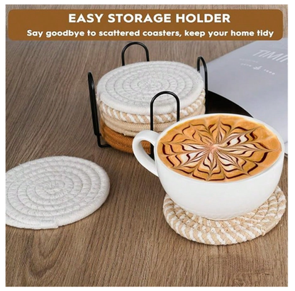 8PCS Cotton yarn placemats Hemp woven coasters Heat-resistant plate mats Bowl coasters Heat-proof mats Home use pot holders