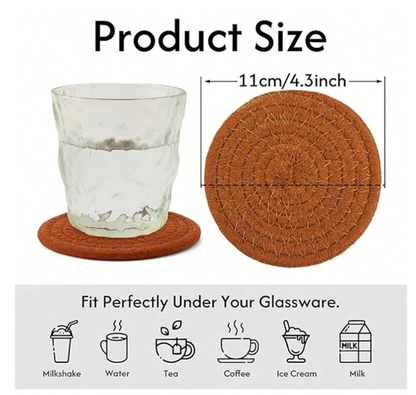 8PCS Cotton yarn placemats Hemp woven coasters Heat-resistant plate mats Bowl coasters Heat-proof mats Home use pot holders