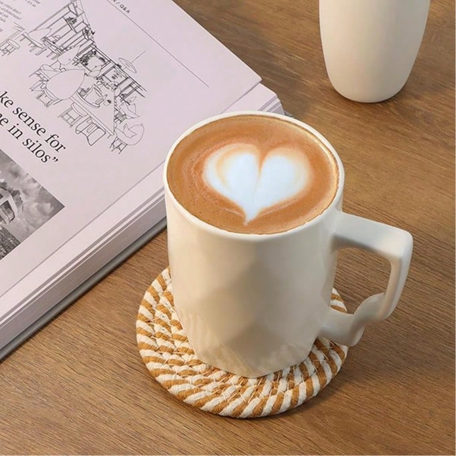 8PCS Cotton yarn placemats Hemp woven coasters Heat-resistant plate mats Bowl coasters Heat-proof mats Home use pot holders