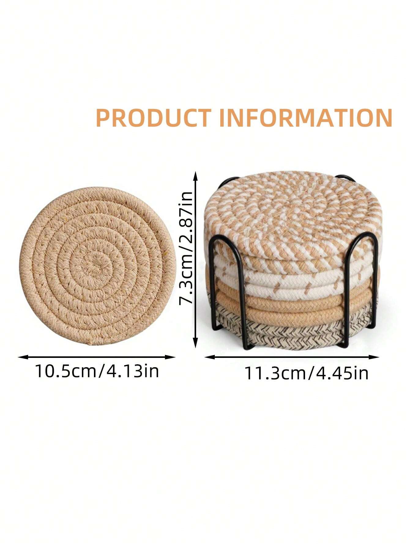 8PCS Cotton yarn placemats Hemp woven coasters Heat-resistant plate mats Bowl coasters Heat-proof mats Home use pot holders