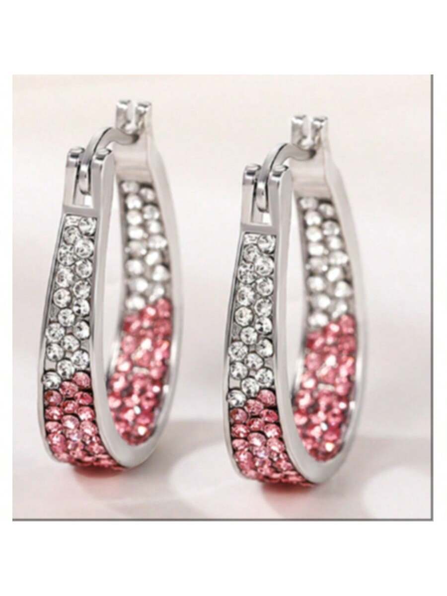 New Zirconia Hoop Earrings Stylish U-Shaped Earrings Minimalist Ear Jewelry Everyday Party Accessories Women's Jewelry