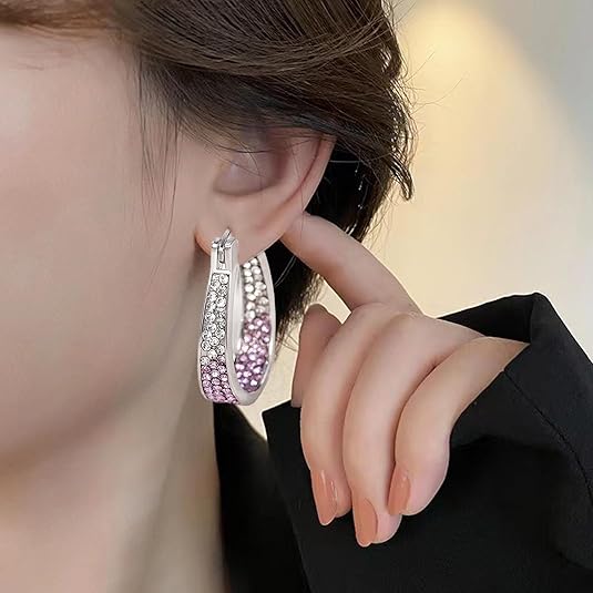 New Zirconia Hoop Earrings Stylish U-Shaped Earrings Minimalist Ear Jewelry Everyday Party Accessories Women's Jewelry