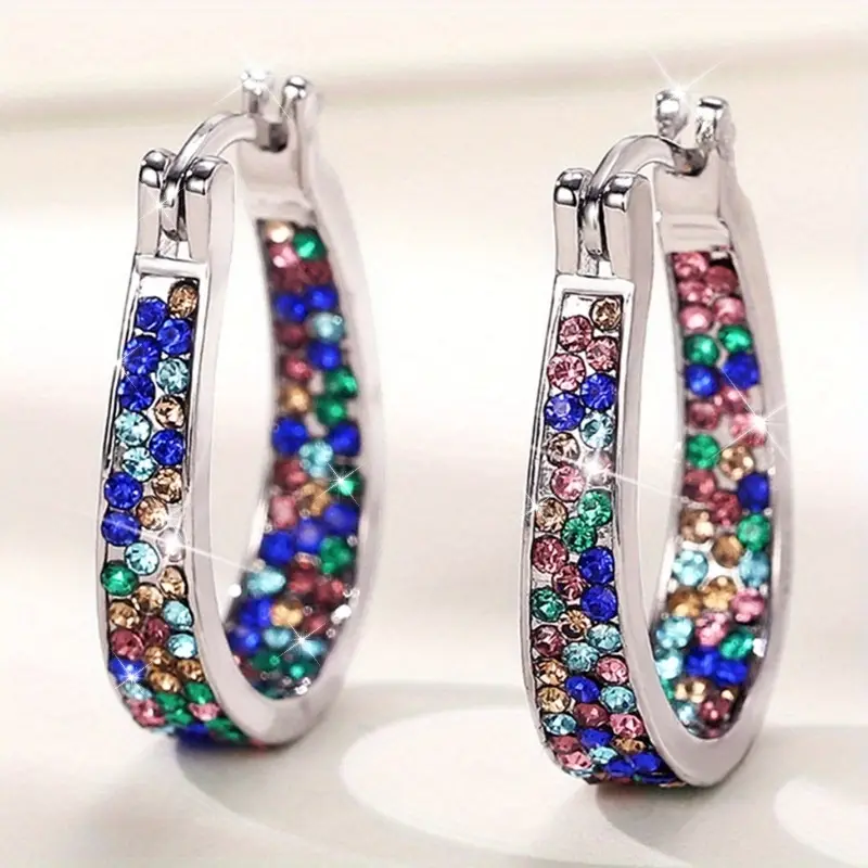 New Zirconia Hoop Earrings Stylish U-Shaped Earrings Minimalist Ear Jewelry Everyday Party Accessories Women's Jewelry