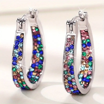 New Zirconia Hoop Earrings Stylish U-Shaped Earrings Minimalist Ear Jewelry Everyday Party Accessories Women's Jewelry