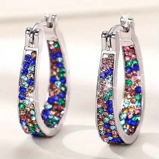 New Zirconia Hoop Earrings Stylish U-Shaped Earrings Minimalist Ear Jewelry Everyday Party Accessories Women's Jewelry
