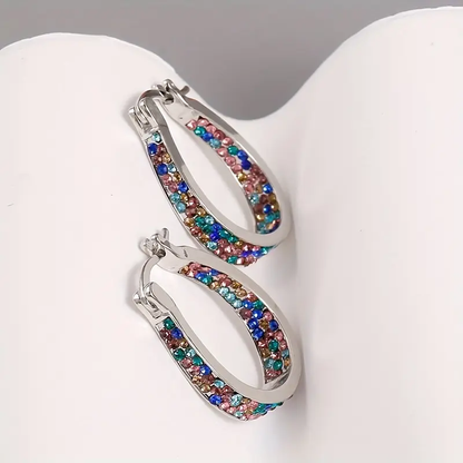 New Zirconia Hoop Earrings Stylish U-Shaped Earrings Minimalist Ear Jewelry Everyday Party Accessories Women's Jewelry