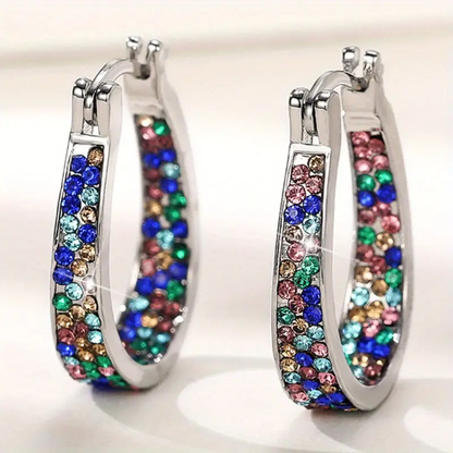 New Zirconia Hoop Earrings Stylish U-Shaped Earrings Minimalist Ear Jewelry Everyday Party Accessories Women's Jewelry