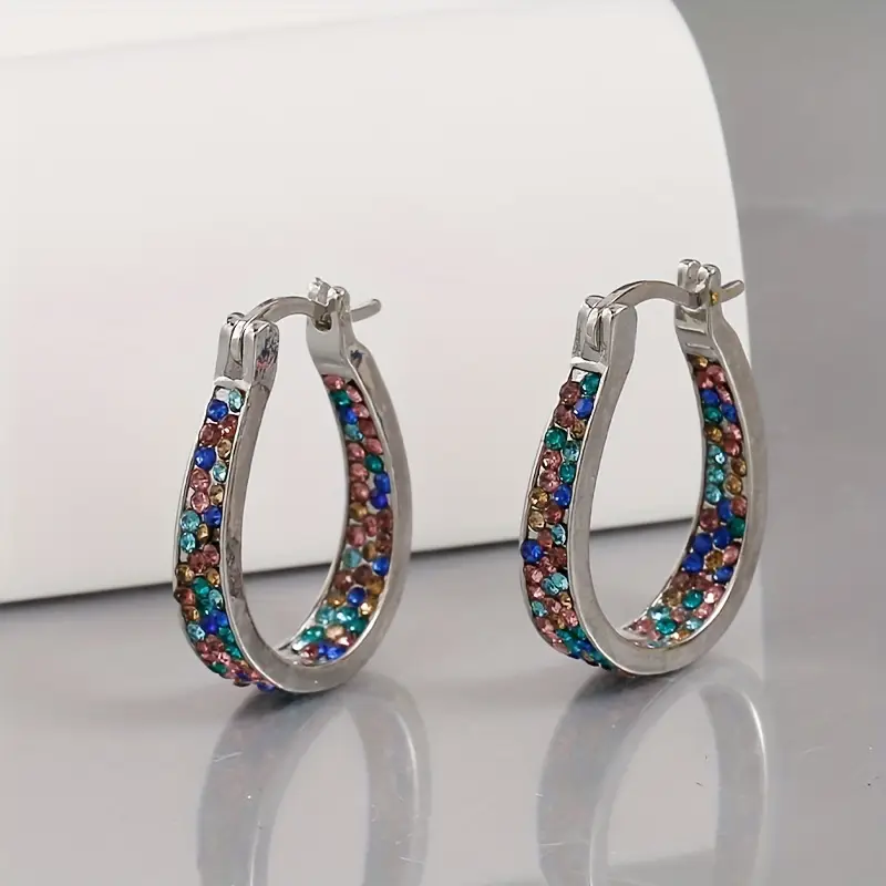 New Zirconia Hoop Earrings Stylish U-Shaped Earrings Minimalist Ear Jewelry Everyday Party Accessories Women's Jewelry
