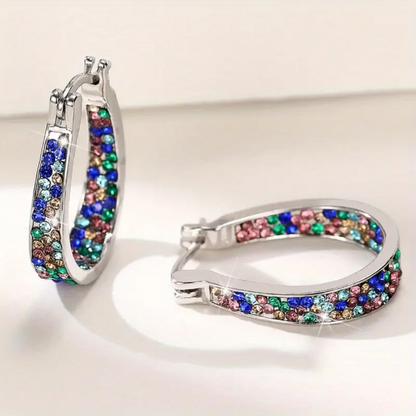 New Zirconia Hoop Earrings Stylish U-Shaped Earrings Minimalist Ear Jewelry Everyday Party Accessories Women's Jewelry