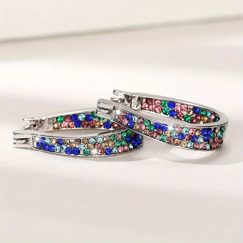 New Zirconia Hoop Earrings Stylish U-Shaped Earrings Minimalist Ear Jewelry Everyday Party Accessories Women's Jewelry