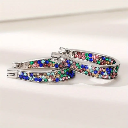 New Zirconia Hoop Earrings Stylish U-Shaped Earrings Minimalist Ear Jewelry Everyday Party Accessories Women's Jewelry