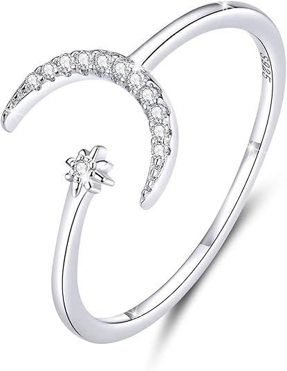 Hot-selling Crescent Moon Ring European & American Fashion Star Moon Unique Style Women's Geometric Open Ring