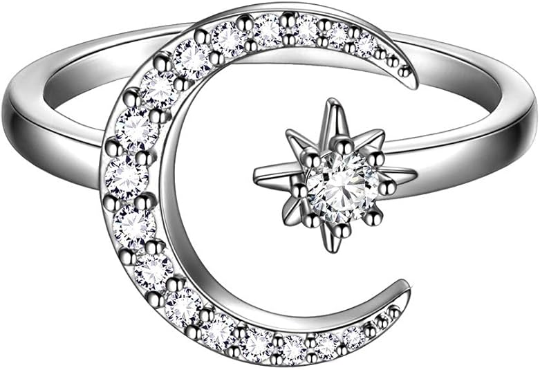 Hot-selling Crescent Moon Ring European & American Fashion Star Moon Unique Style Women's Geometric Open Ring
