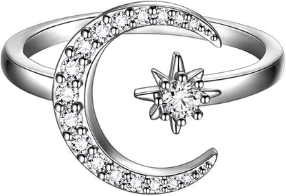 Hot-selling Crescent Moon Ring European & American Fashion Star Moon Unique Style Women's Geometric Open Ring