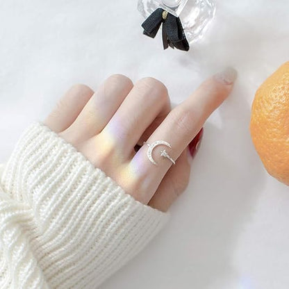 Hot-selling Crescent Moon Ring European & American Fashion Star Moon Unique Style Women's Geometric Open Ring