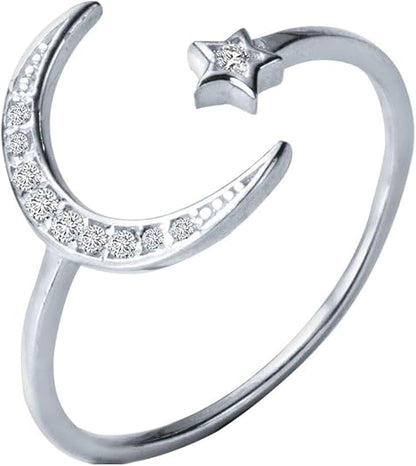 Hot-selling Crescent Moon Ring European & American Fashion Star Moon Unique Style Women's Geometric Open Ring