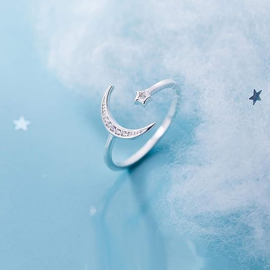Hot-selling Crescent Moon Ring European & American Fashion Star Moon Unique Style Women's Geometric Open Ring
