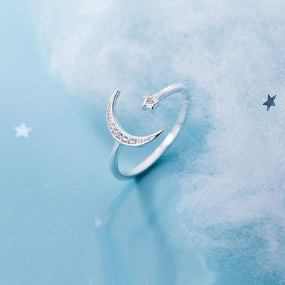 Hot-selling Crescent Moon Ring European & American Fashion Star Moon Unique Style Women's Geometric Open Ring