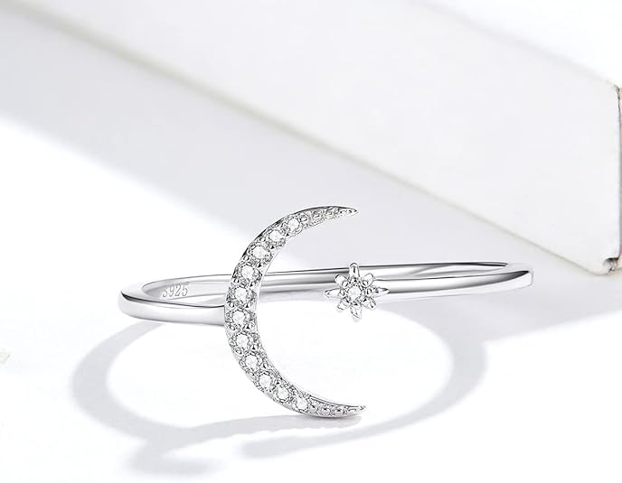 Hot-selling Crescent Moon Ring European & American Fashion Star Moon Unique Style Women's Geometric Open Ring