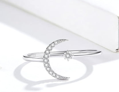 Hot-selling Crescent Moon Ring European & American Fashion Star Moon Unique Style Women's Geometric Open Ring