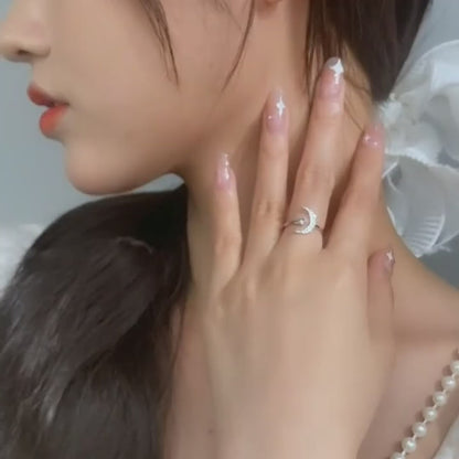 Hot-selling Crescent Moon Ring European & American Fashion Star Moon Unique Style Women's Geometric Open Ring